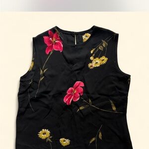 Floral Sleeveless Black Top